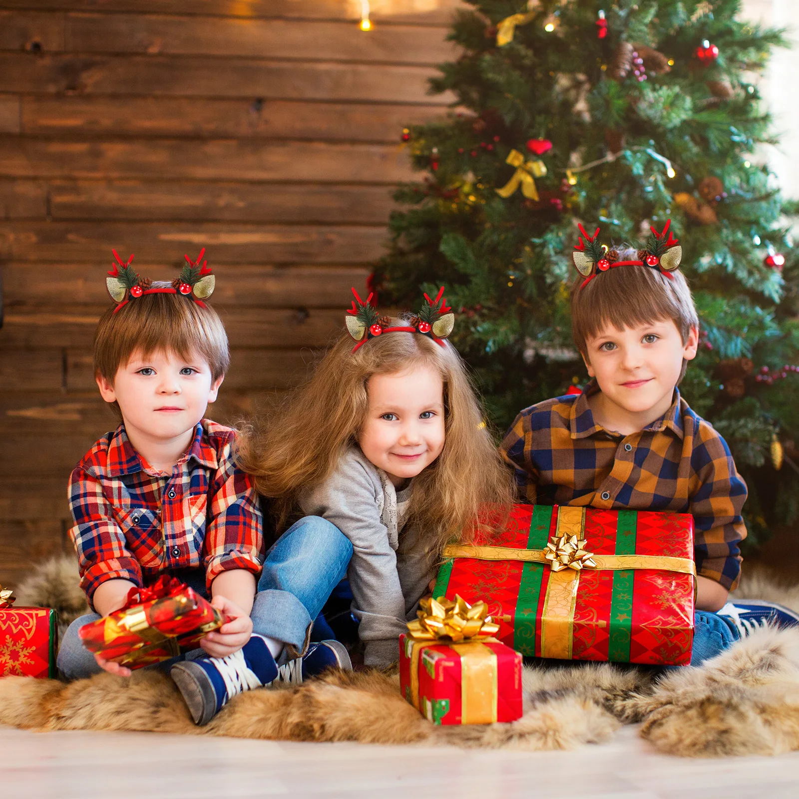 

3pcs Christmas Deer Antler Headband Holiday Party Costume Cosplay Accessory For Adults Xmas Photo Prop Reindeer Headwear