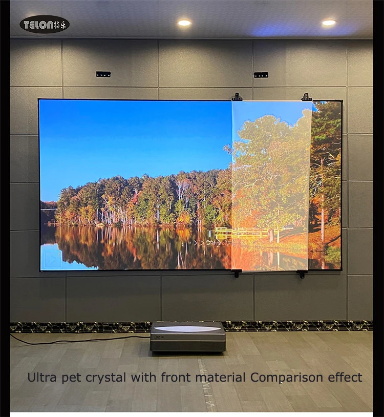 

Telon 100inch PET Crystal ust ultra short throw projector 4k fixed frame CLR screen ambient light reject laser projection screen