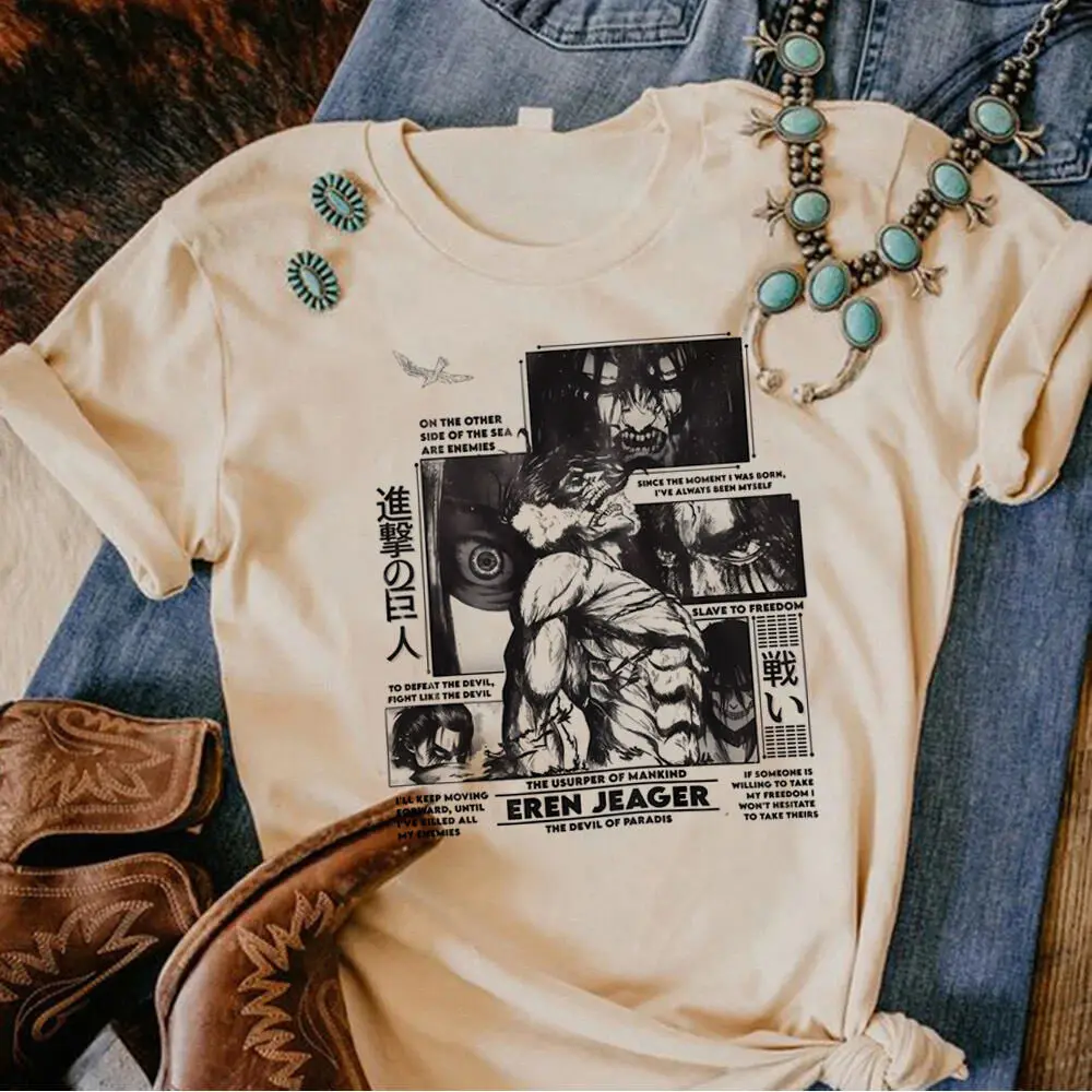 Attack on Titan t shirt teen Y2k Comfortable Colorful kawaii Pastel shirt Colorful University harajuku Pastel graphic