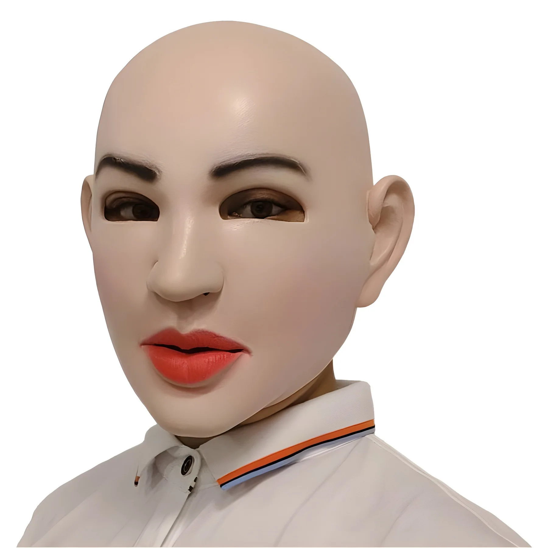 Realistische Latex-Maske für den ganzen Kopf einer Frau, Glatzkopf-Gesichtsmaske, Cosplay-Kostüm-Requisite für Halloween, Karneval, Maskenball-Party – Detail 3