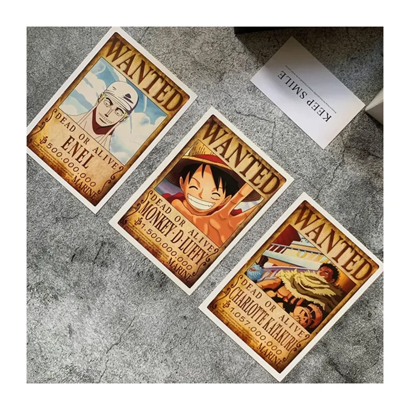 100pcs/set All Series One Piece Anime Manga Peripheral Home Decor Postcard Greeting Card Poster Wanted Decorative Paintings