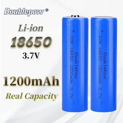 Doublepow Li Ion Battery 18650 3.7V Rechargeable Lithium Batteries 1200mAh Flat/Pointed Head for Small Fan Flashlight Amplifier