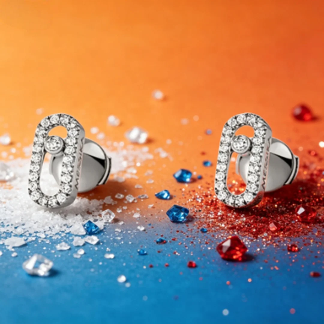 

Full diamond rectangular light luxury earrings, shining earrings for dinner parties