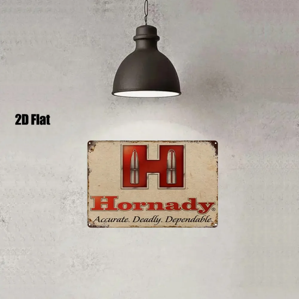 1pc Hornady Vintage Metal Tin Sign Red White Logo Heavy Duty Iron Plaque Man Cave Garage Wall Decor