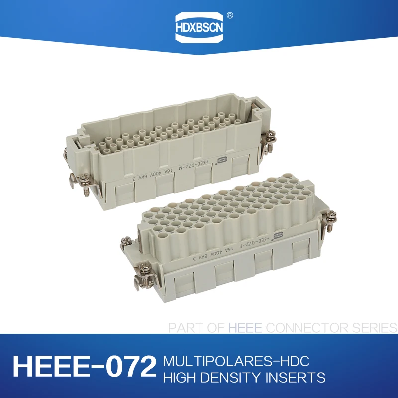 HDXBSCN Heavy Duty Connector HDC-HEEE-072-MC/FC MALE FEMALE INSERT 72pin 16A 500V Industrial rectangular Aviation connector plug
