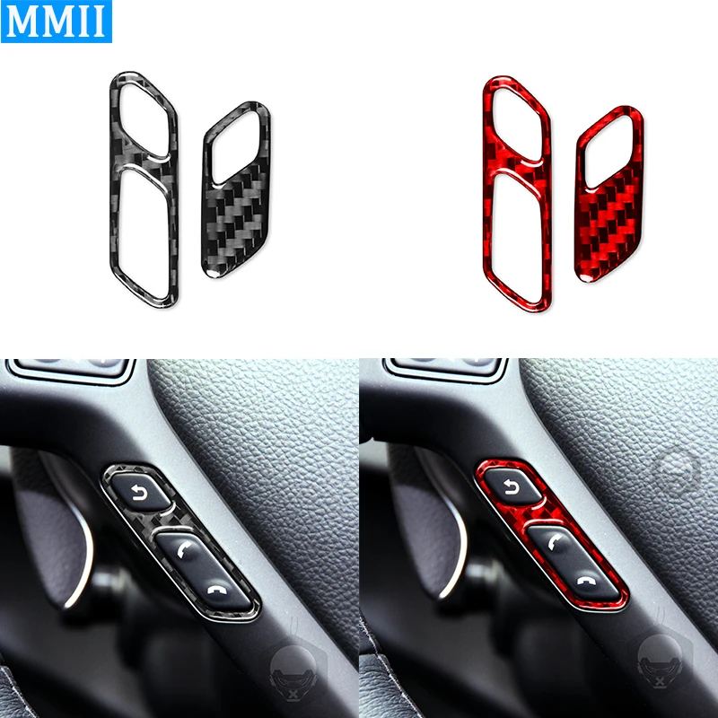 

For Infiniti G37 2007-2013 Real Carbon Fiber Steering Wheel Answering Phone Button Frame Cover Trim Decoration Sticker
