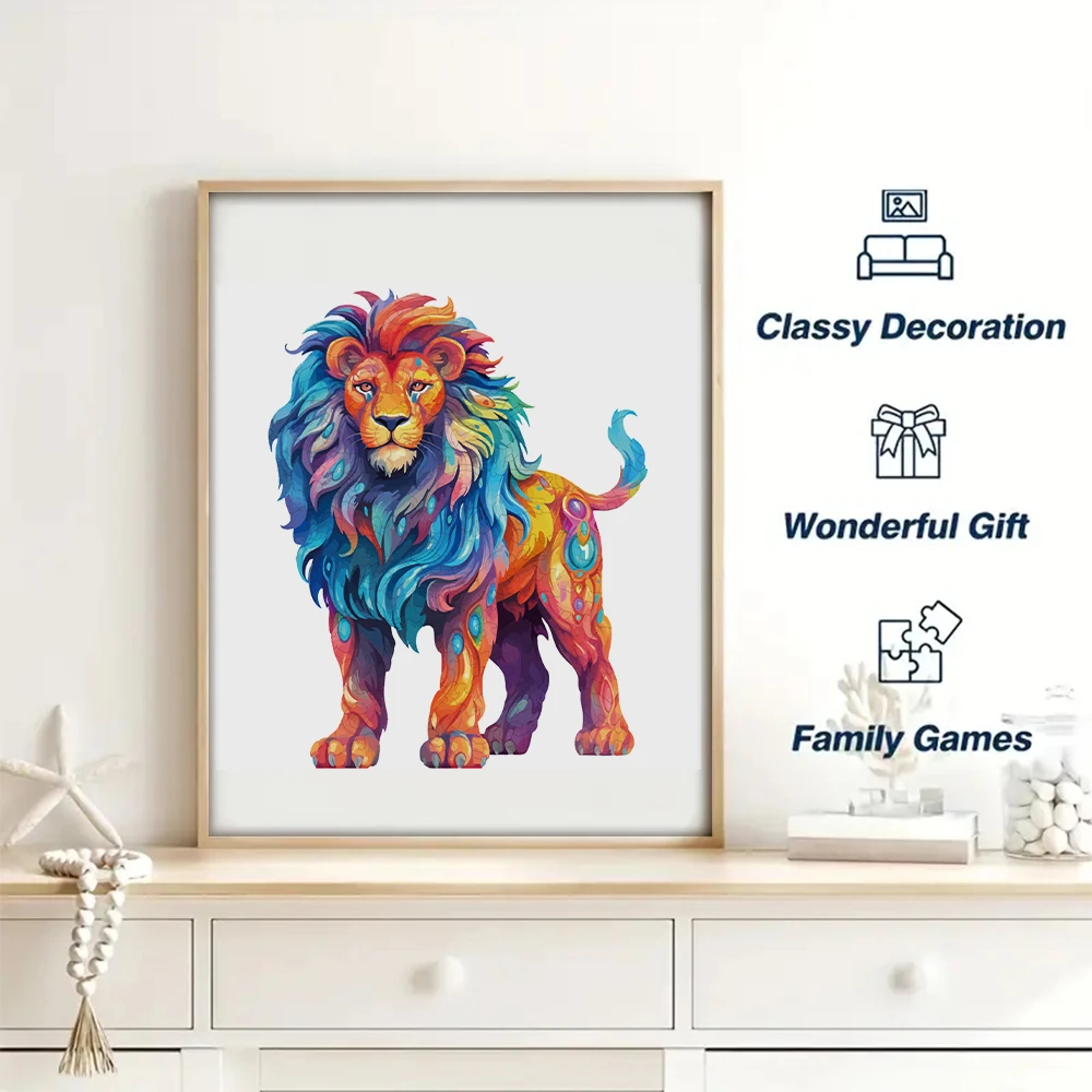 Lion King Wooden Puzzle Irregular Animal Shape Party Game Christmas Gift For Family And Friends