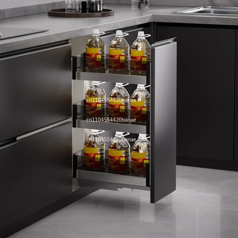 Kitchen basket glass seasoning basket kitchen drawer storage rack buffer silent multi-layer large capacity