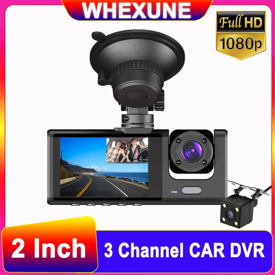 

Dash Cam 3-Channel Camera Lens Car Dvr HD 1080P Dash Camera Dual Lens Dashcam Video Recorder Black Box 24Hour Parking Monitoring