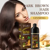 Champú Natural Ginseng 3 en 1 para el cabello, 500 ml, color duradero, negro y marrón oscuro, fórmula nutritiva para hombres y mujeres