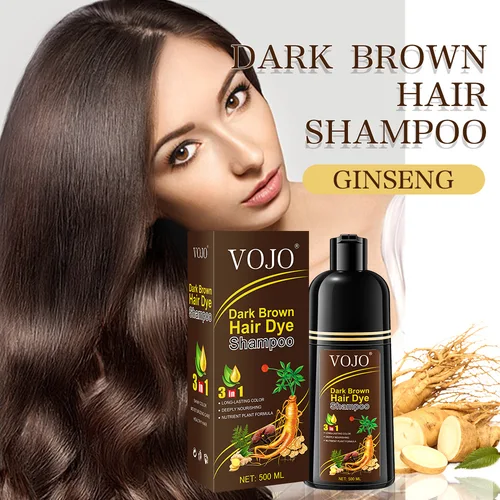 Imagen 1 del producto Champú Natural Ginseng 3 en 1 para el cabello, 500 ml, color duradero, negro y marrón oscuro, fórmula nutritiva para hombres y mujeres