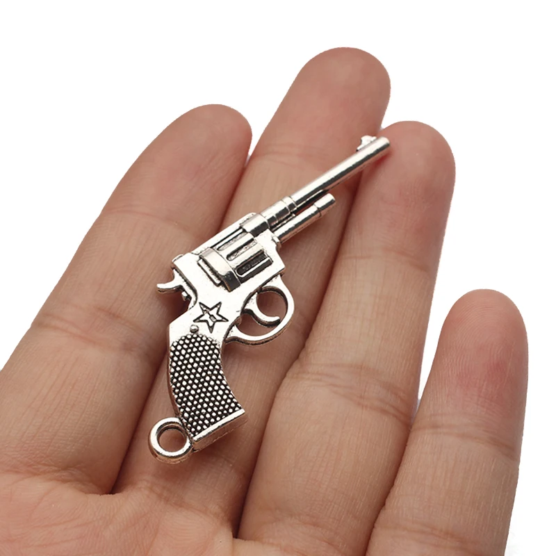 

6Pcs Zinc Alloy Tibetan Silver Handgun Charms Weapon Machine Gun Pendants for DIY Necklace Bracelet Jewelry Making Accessories