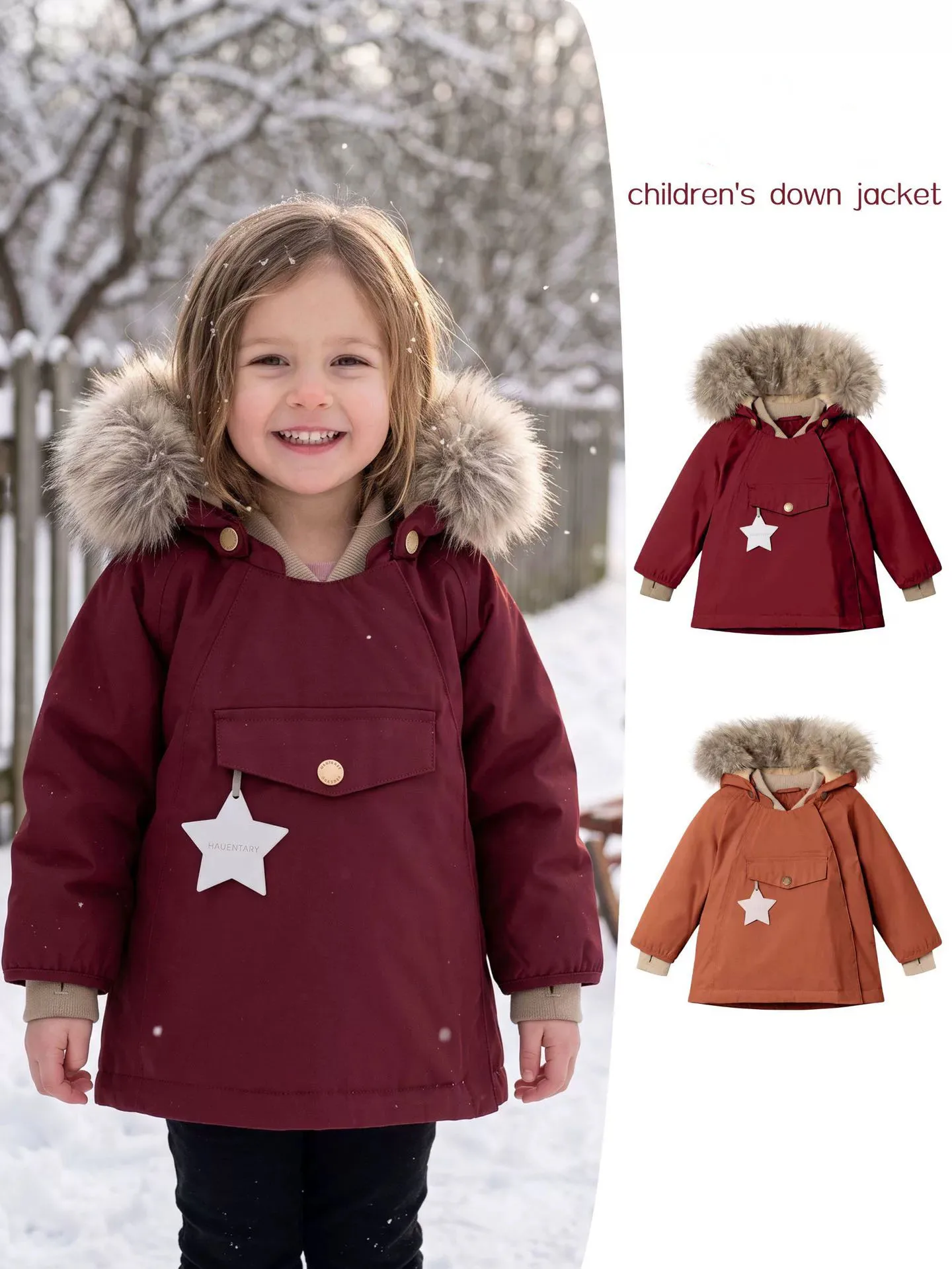 26 Boys Winter Jacket Coat Children's Elf Hoodies Waterproof Ski Suit Kids Clothes Toddler Girls Fur Collar Parkas Outerwear