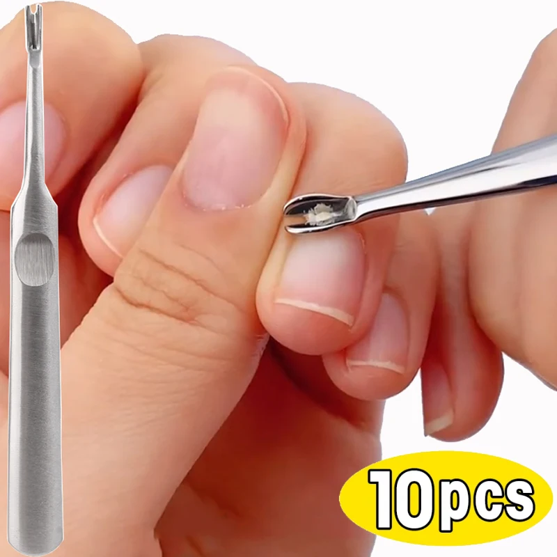 Stainless Steel Nail Art Dead Skin Remover 5/10pcs Fork Cuticle Pusher Trimmer Professional Pedicure Manicure Care Nail Tools