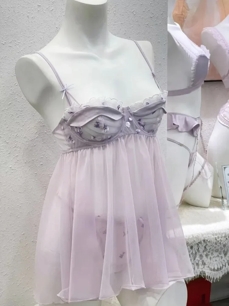 

Сексуальное нижнее белье с красивой спиной, пижама, прозрачные эротические ночные рубашки с вышивкой, соблазнительная Соблазнительная соблазнительная ночная рубашка из чистого материала с косточками