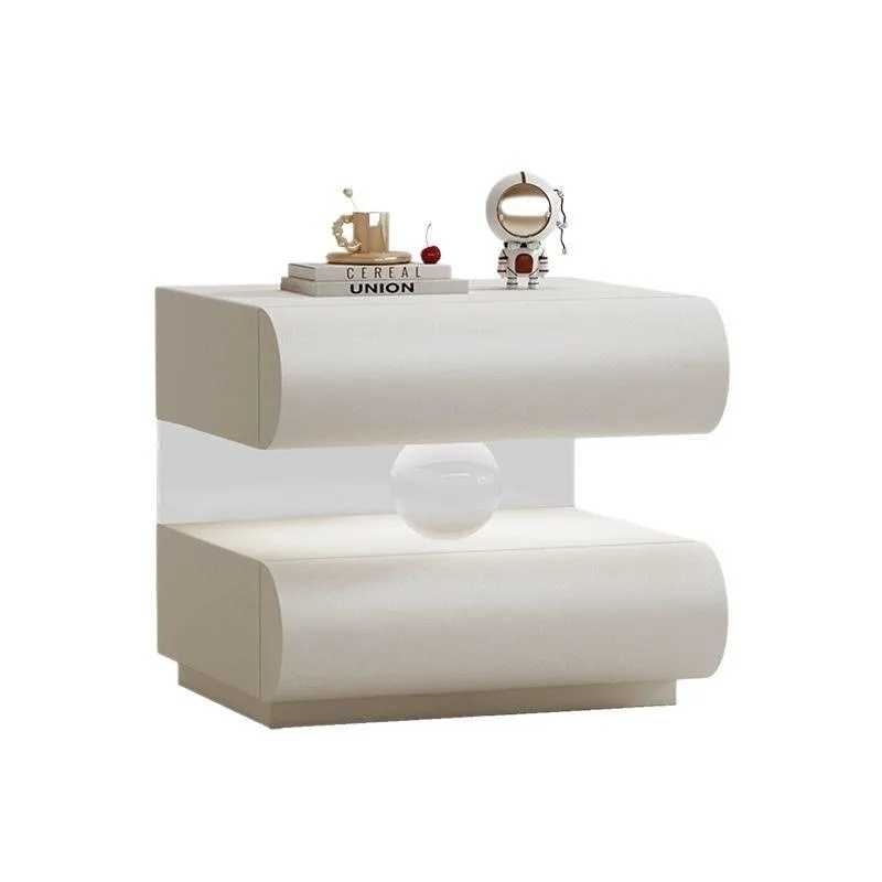 Solid wood bedside table, light luxury designer medieval cream style locker