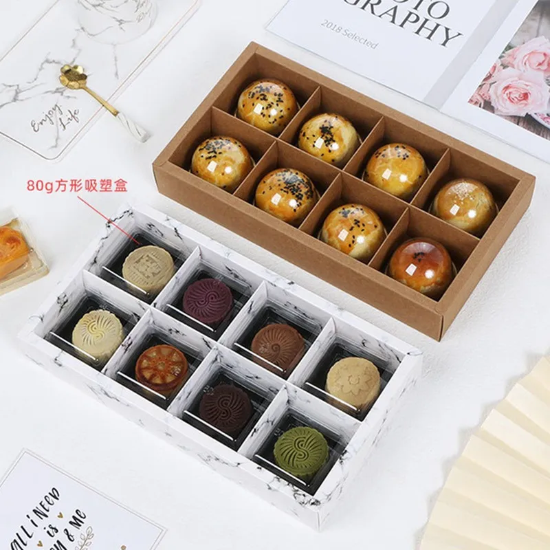 

5Pcs 8 Grid Transparent Frosted Cover Egg Yolk Pastry Packaging Boxes Holiday Party Gift Supplies