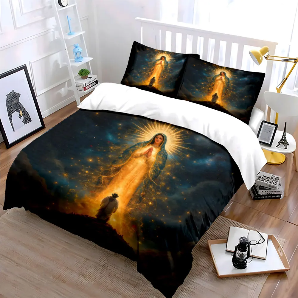 

Heavenly Guardian Themed Artwork Set kid's and adults' bedroom decor, Exquisite three-piece bedding set gift