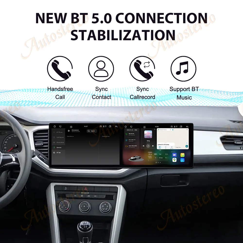 Dual Screen 10.1inch For Volkswagen T-Roc 2018-2022 Car GPS Android 15 Navigation  Multimedia Player Car Radio Auto Head Unit A