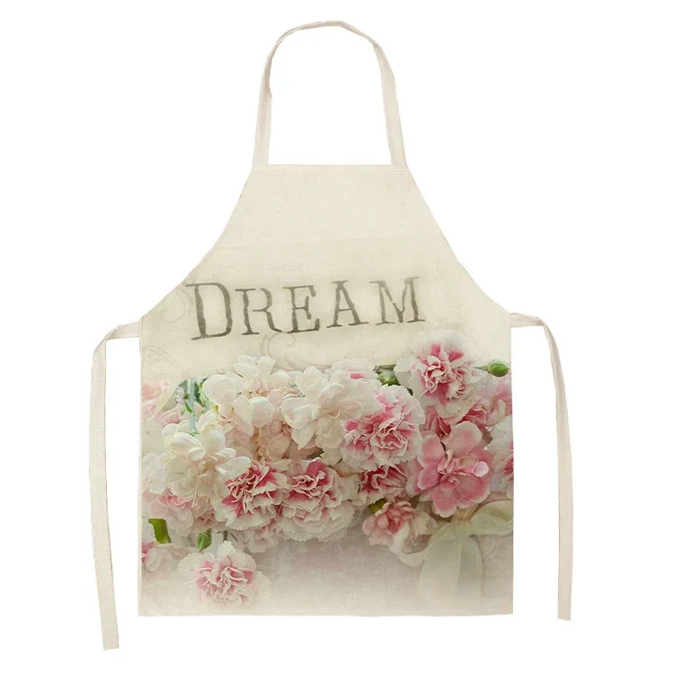 1Pcs Nordic Flower Pattern Kitchen Sleeveless Aprons Cotton Linen Bibs 55*68cm Household Women Cleaning Pinafore Home Cooking