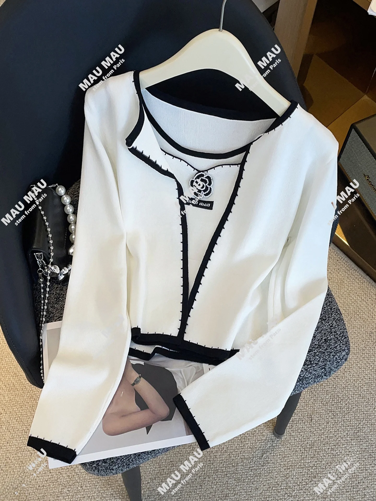 

High-End Knitted Open Cardigan Top And Strap Two-Piece Set for Women Autumn Winter Commute Sle Medium Softn Long Sve