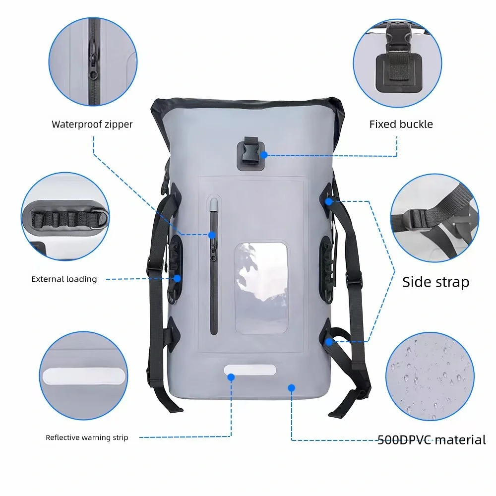 32L Waterproof Drift Bag PVC Camping Bag Swimming Backpack Ultralight Drifting Clothes Storage Bag Floating Snorkeling Backpac