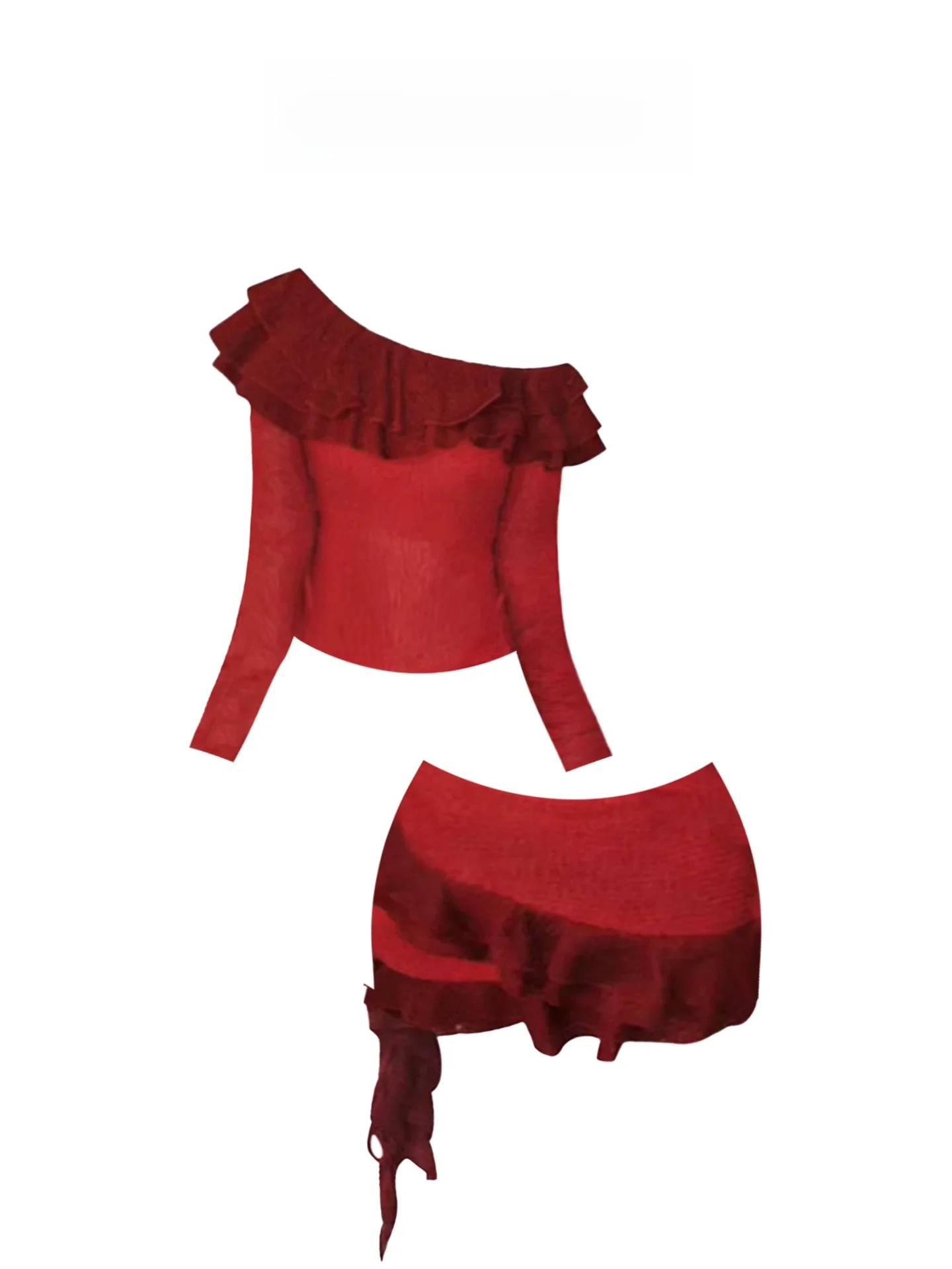 

HEZA plus Size Spicy Girl One oulder Pleated Top Women Winter Irregular Sa Skirt Pants Set Faionable Commute Sle