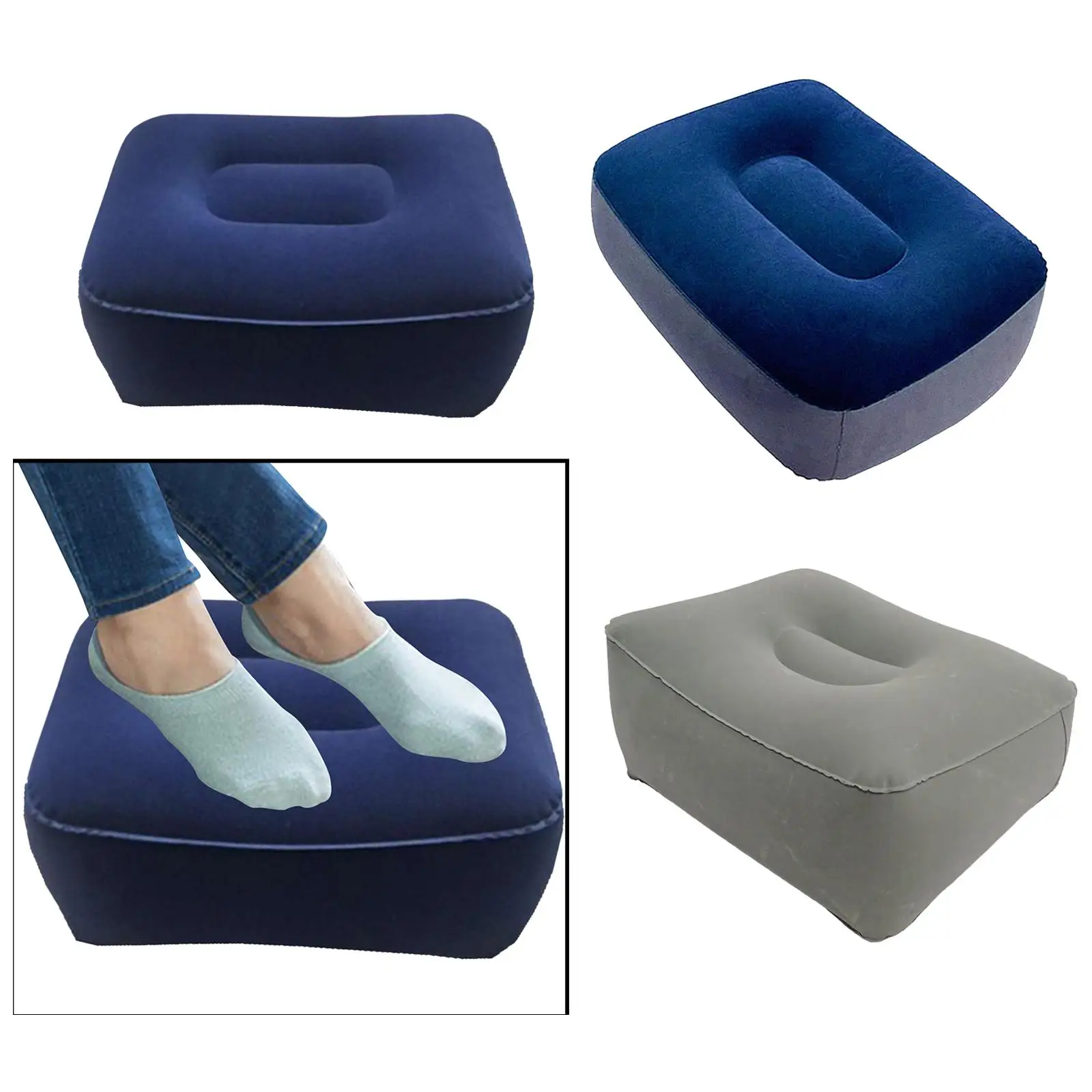 Comfy Inflatable Footrest Pillow Desk Leg Rest Cushion PVC Flocking Soft for Reclining Chair Headrest Office
