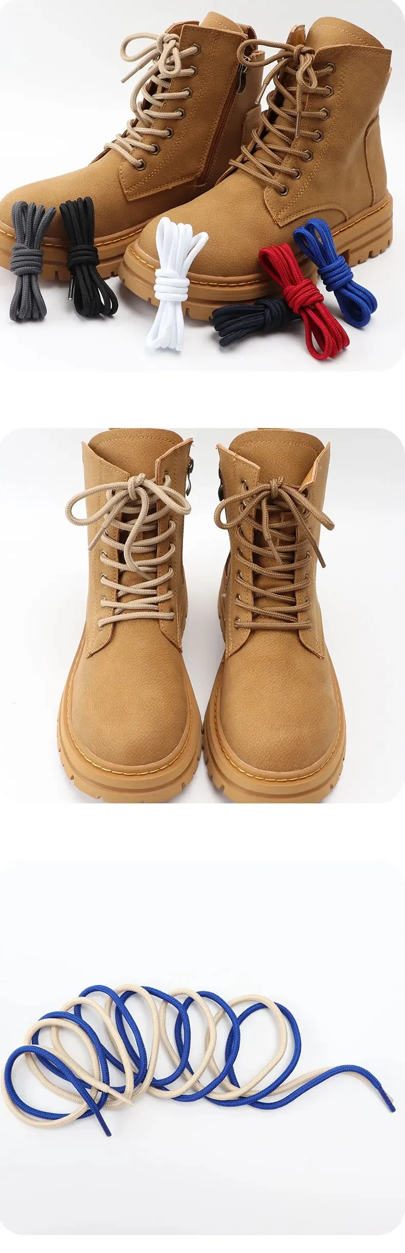 2 Paar klassische, runde Schnürsenkel für Sneaker, Stiefel, Wanderschuhe, Oxford-Schuhe – robuste und langlebige Schnürsenkel. – Detail 7