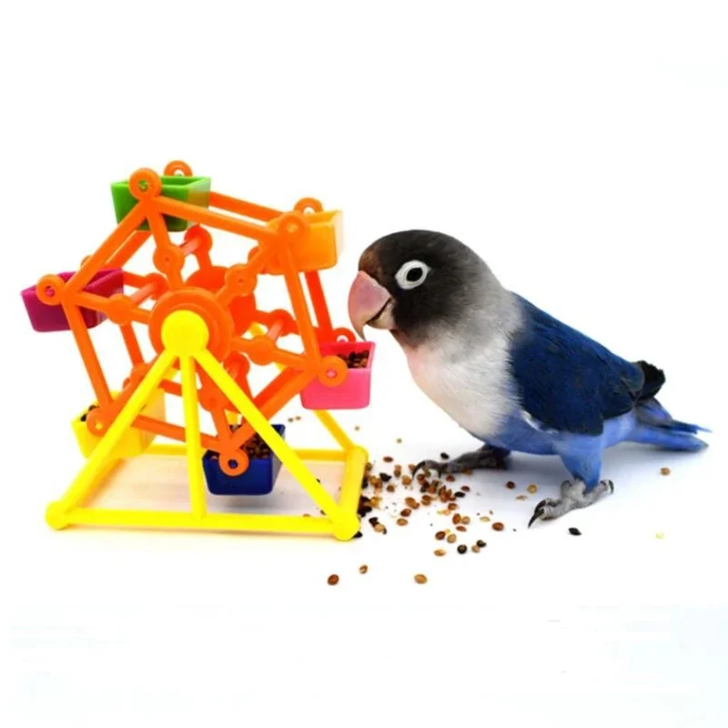 Bird Foraging Toys Creative Parrot Feeder Rotate Training Toys Intelligence Growth Cage Colorful Pecking Windmill Toy