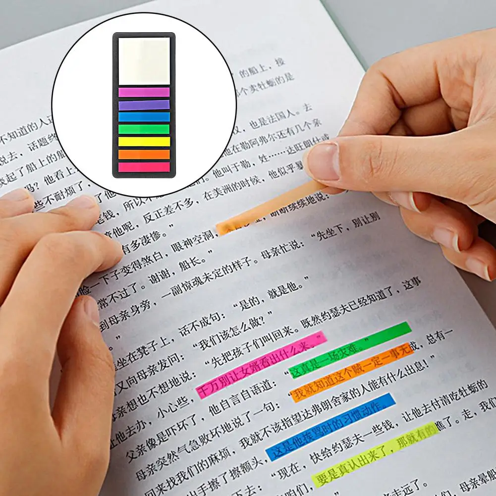 Sticky Bookmarks PVC Sticky Labels Lightweight No Trace  Fashion Fluorescent Self Sticky Notes Lined Memos Decor