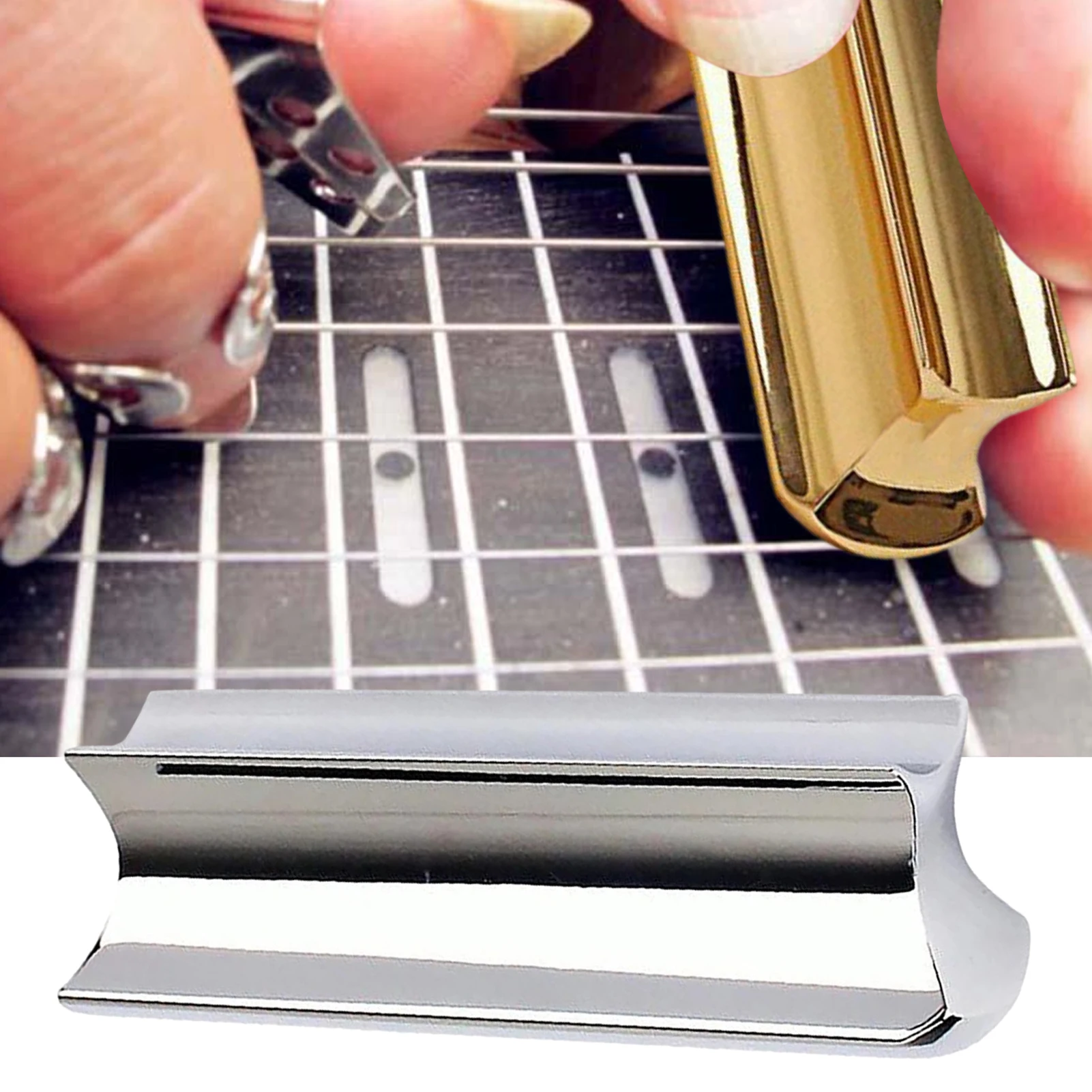 Guitar Slide Tone Bar Stainless Steel Electric Guitar Slide With 4 Metal Pick Electric Guitar Slide Bar Stick Pipe Block