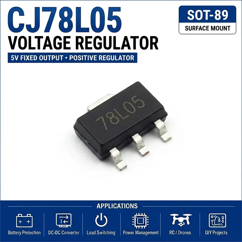 (100 pcs) CJ78L05 SOT-23/SOT-89 (Marking L05) - Positive Voltage Regulator 5V 100mA