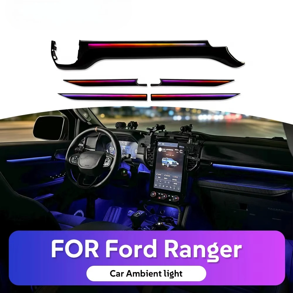 KYNCHO 64 Colors Interior Lighting for Ford Ranger Raptor LED Car Ambient Light Bluetooth App Control 12V Auto Interior Lighting