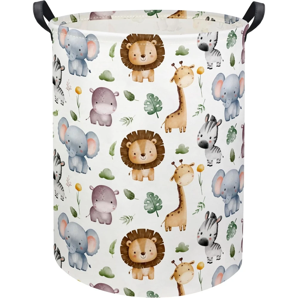 Baby Nursery Laundry Basket - ベビーランドリーバスケット、ベビーハンパー、保育園の男の子と女の子用のかわいい子供のおもちゃ収納ビンオーガナイザー、動物の部屋の装飾