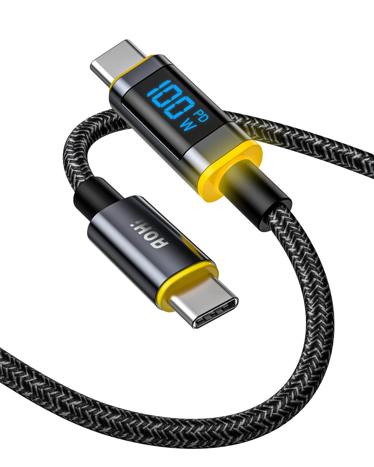 AOHI 140W USB C Cable for Fast charging to 5A LED Digital Display High-Speed Magline+Nylon USB Charger Data Cord for Xiaomi POCO