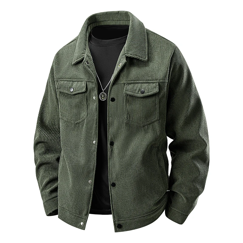 

Spring and Autumn Corduroy Jacket Men's Retro Collar Casual Loose Versatile Jacket Men Built-in Pocket Jackets Cardigan Jacket