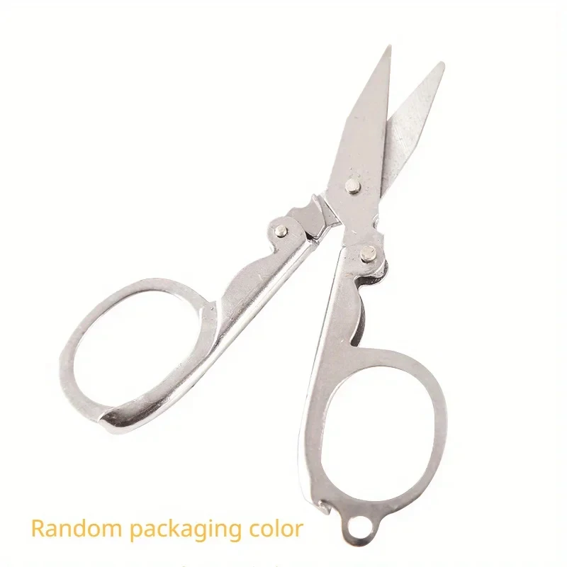 Compact Folding Scissors: Stainless Steel Mini Shears with Keyring – Lightweight Travel Tool for Hiking, Sewing & First Aid Kits