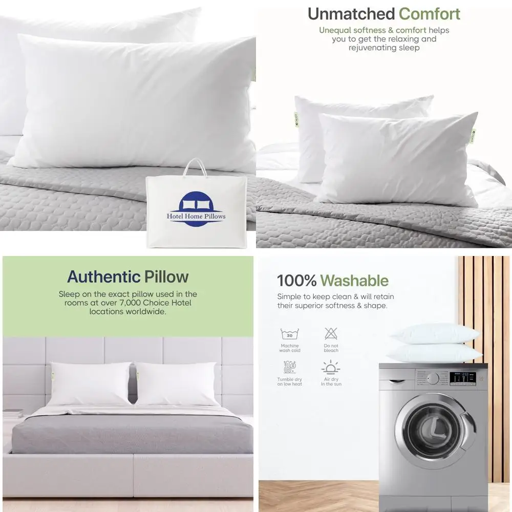 Luxury Hypoallergenic Green Label Soft Pillows - Choice Hotels Luminesse, White, Standard Size, 2-Pack