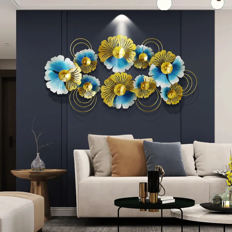 

Modern Light Luxury Bedroom Living Room TV Wall Decoration Pendant Wrought Iron Ginkgo Leaf Wall Decoration Mural Wall Hanging