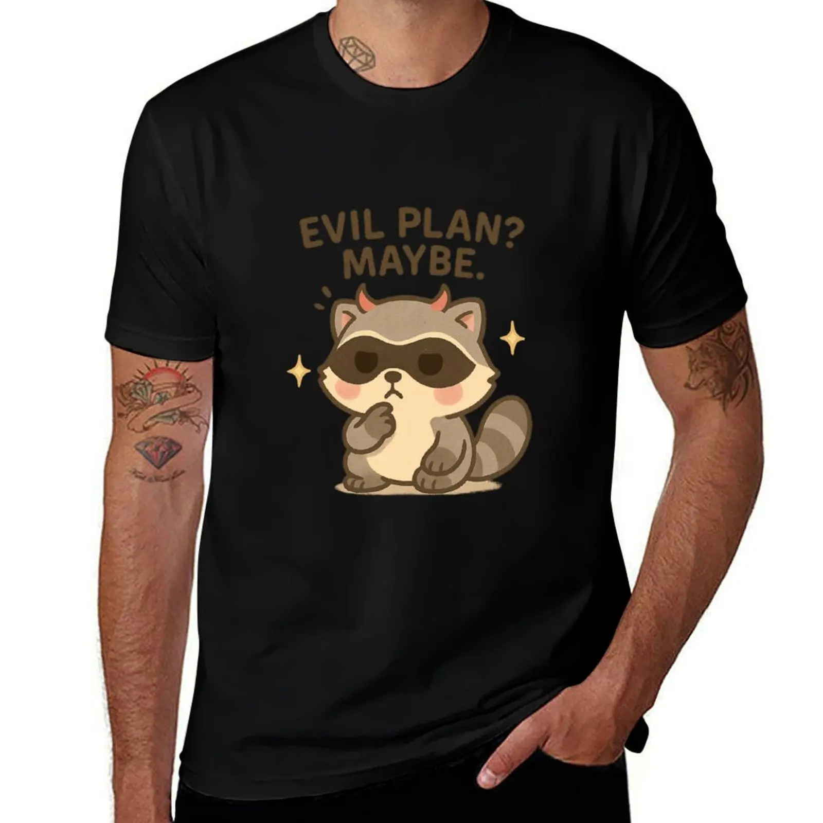 

Evil Plan Raccoon Sticker Cute Mischief Devil Art T-Shirt blue lock Funny t-shirt basketball graphic tees mens graphic t-shirts