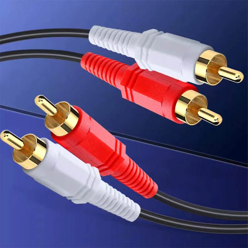 Hifi 2 RCA Male To 2 RCA Male Audio Video AV Cable OFC Splitter Line For Home DVD /CD Palyer/Amplifier/TV Box Louder 1.5m Cables