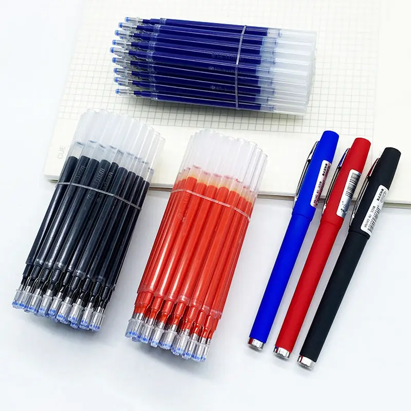 10+1Pcs Large Capacity Calligraphy Ink Gel Pens Black Red Blue 0.5mm 0.7mm 1.0mm Writing Gel Pens Stationery