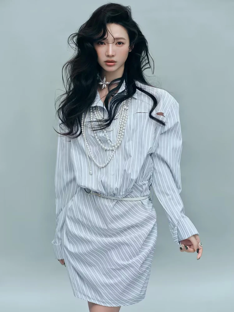 

New Arrival Portrait Shirt Dress Korean Style Lazy Mood Photography Studio Emotional Atmosphere Personal Art Photography Clot...