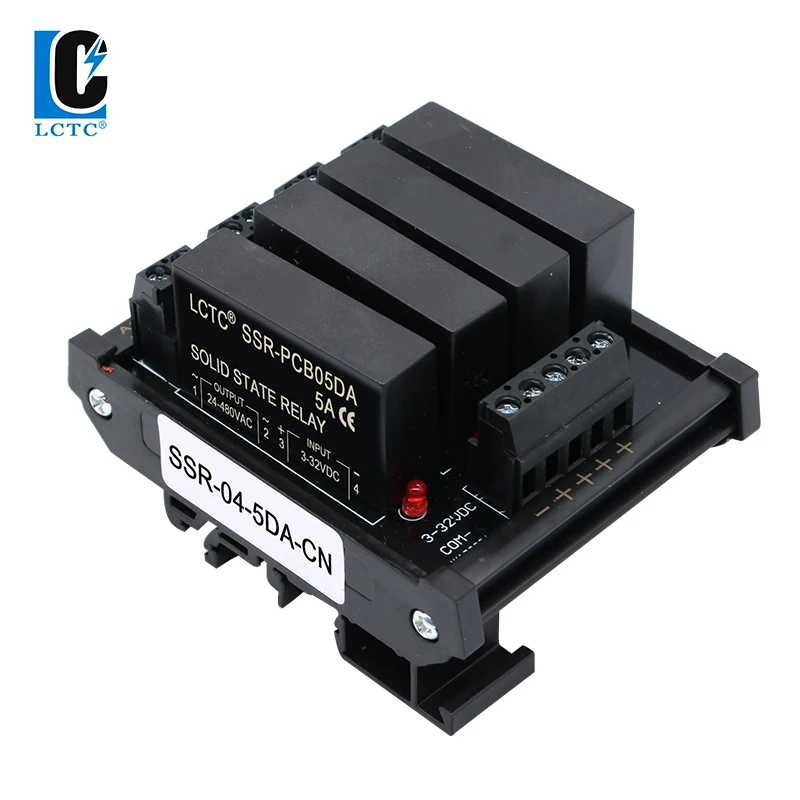 LCTC Solid State Relay Module 2 Or 4 Channels Relay DC TO AC DC TO DC 5A Common Positive Common Negative SSR DIN Mounted Relay