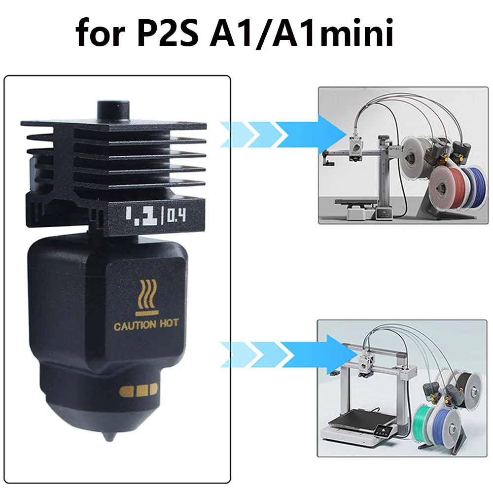 

New High Quality Hotend Kit with 0.4mm Hardened Steel Nozzle Replacement Hot End Kit For TZ P2S A1/A1mini 3D Printer Parts