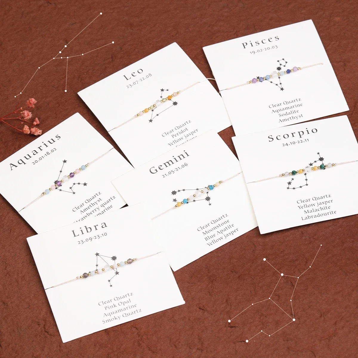 

Браслеты с драгоценными камнями в минималистском стиле, мужские и женские пары, 12 браслетов созвездий, изысканные подарки ручной работы, ювелирные изделия Maagd