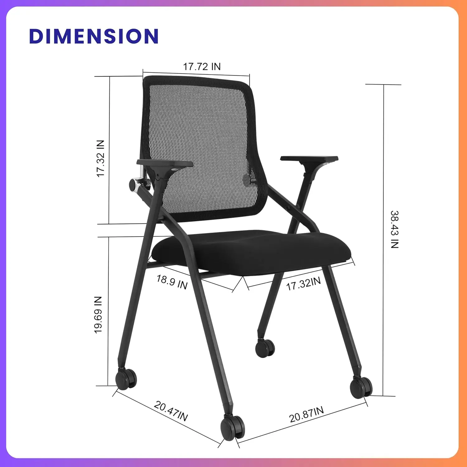 Ergonomic Mesh Stackable & Foldable Conference Chair with Lumbar Support & Armrest for Office Meeting Training Room, Customized