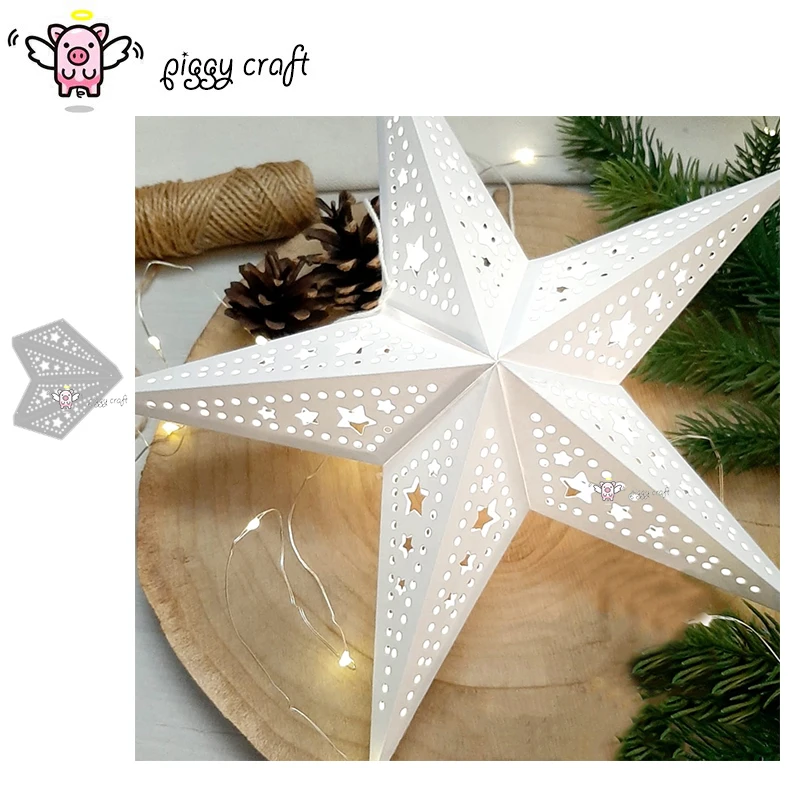 Troqueles de corte de metal Piggy Craft, molde de troquel de corte, estrellas plegables 3D de Navidad, álbum de recortes, cuchillo artesanal de papel, molde, hoja, punzón, plantillas