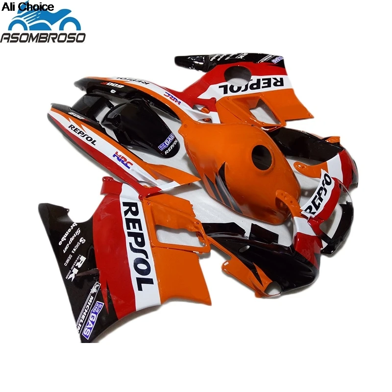 Motorcycle Fairings For Honda CBR600 F2 1991 1992 1993 1994 Free Custom fairing kit cbr 600 91 92 93 94 REPSOL Orange Black 5